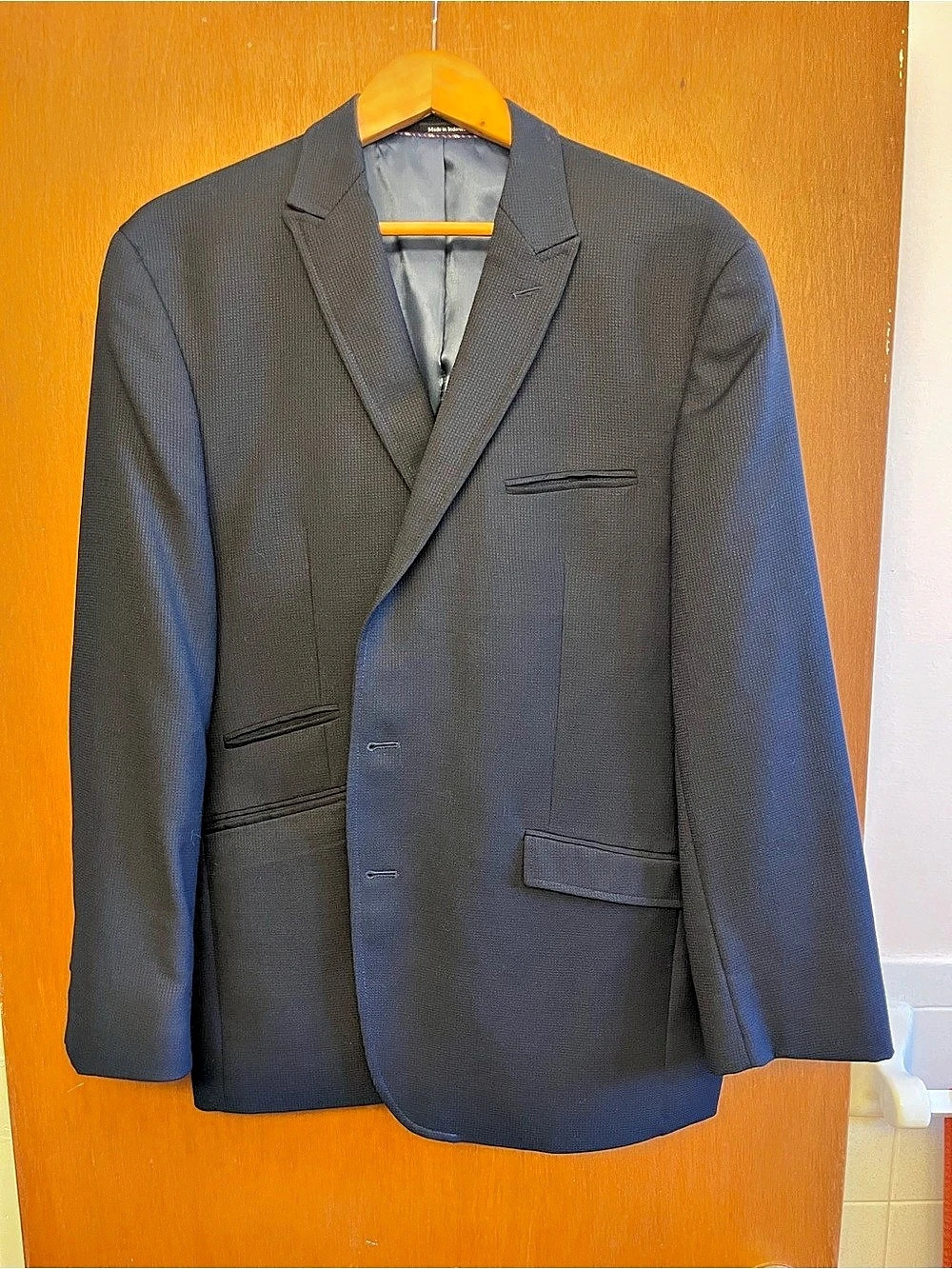 Egara Men's Slim Fit Waffle Weave Sport Coat – Navy Blue (Size 46R)